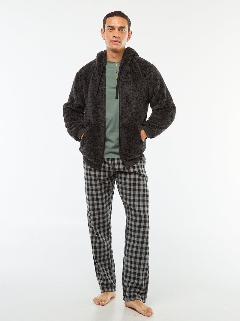 Veste à capuche zippée en maille peluche Noir - Kiabi