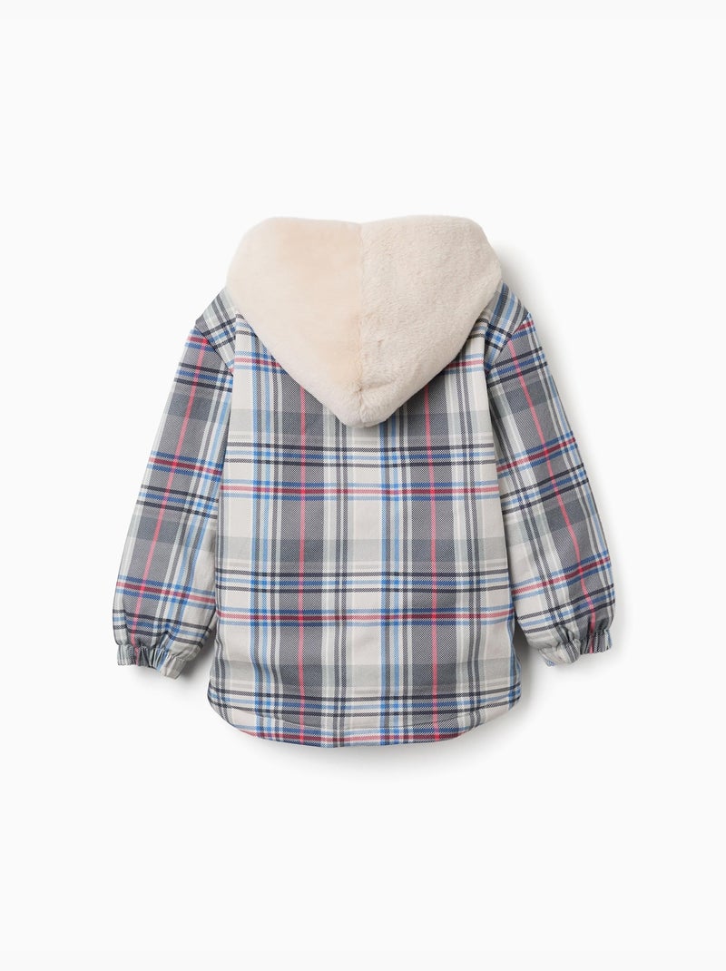 Veste à carreaux avec doublure en peluche douce synthétique Bleu Bleu - Kiabi