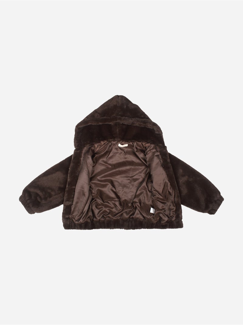 Veste à fausse fourrure - Kids Star Marron foncé - Kiabi