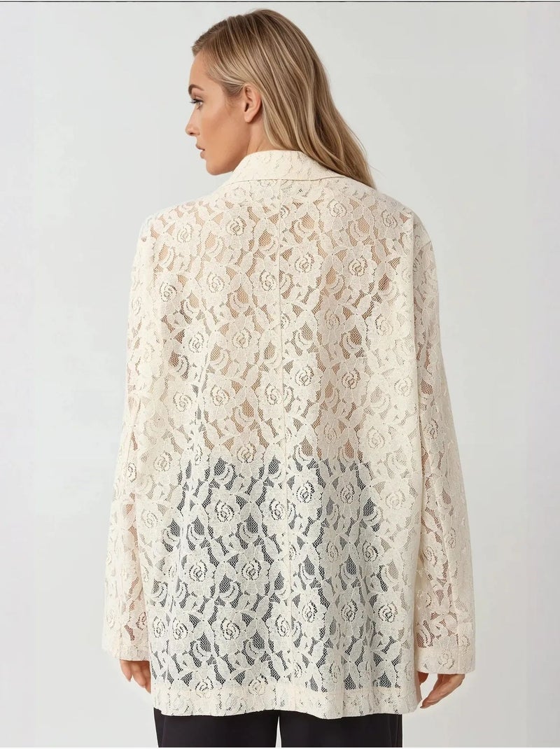 Veste à manches longues en dentelle florale collection pika hiccup Ivoire - Kiabi