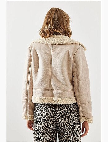 Veste aviateur courte en simili cuir lucci