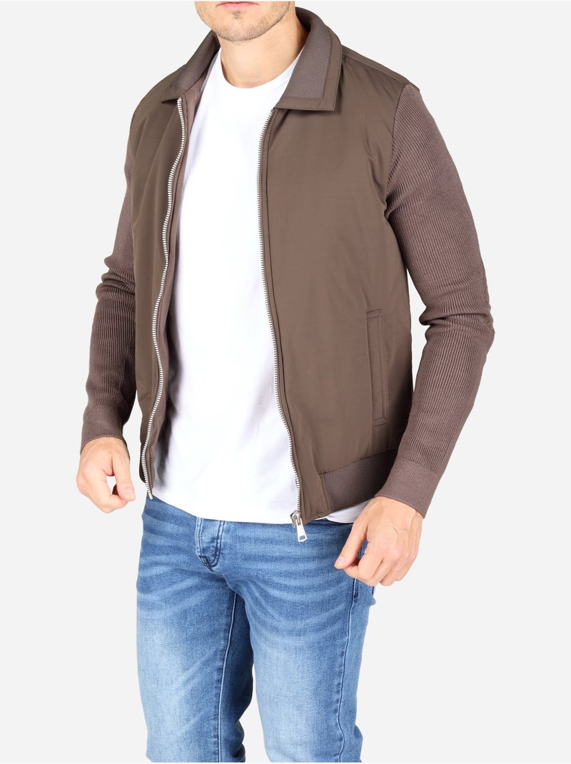 Veste bi matières - frilivin Marron - Kiabi