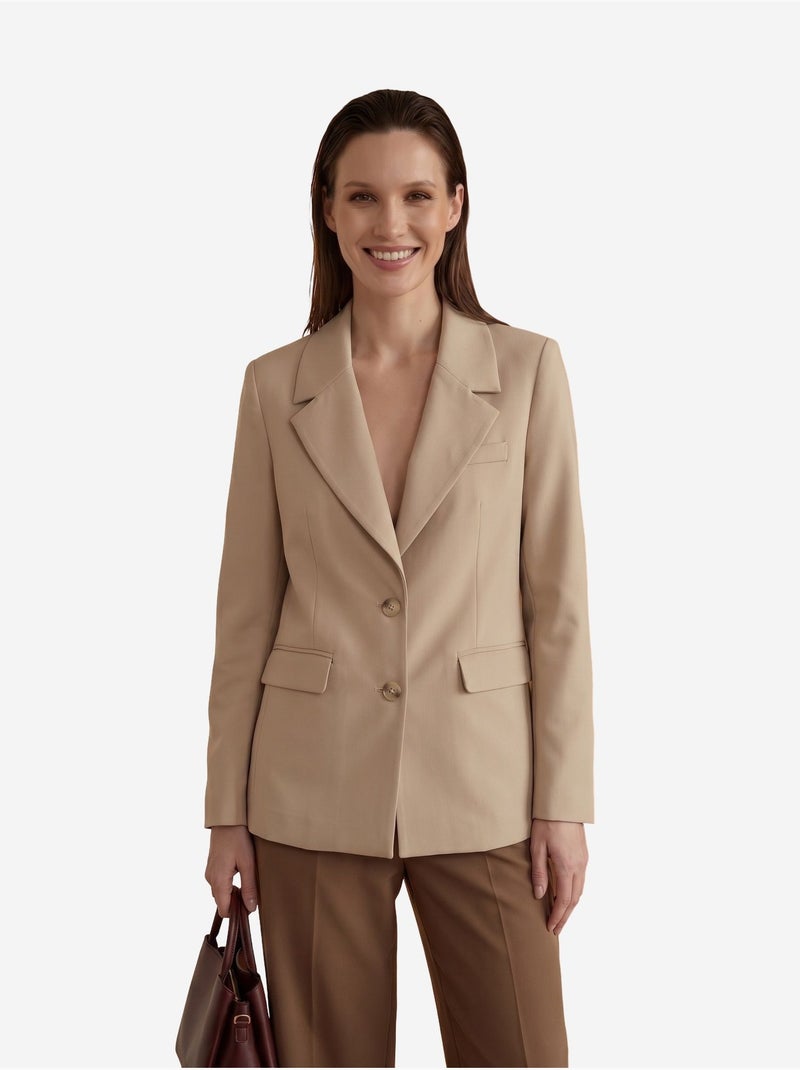 Veste blazer à col châle et boutons my fashion Beige naturel - Kiabi