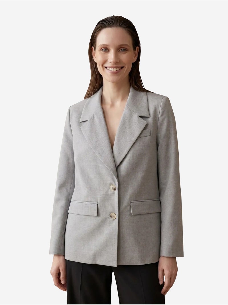 Veste blazer à col châle et boutons my fashion Gris clair - Kiabi