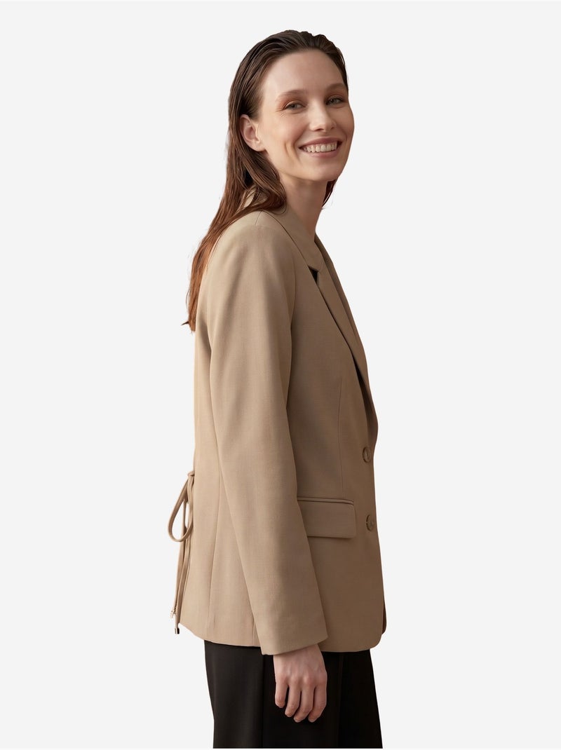 Veste blazer à col châle et boutons my fashion Sable - Kiabi
