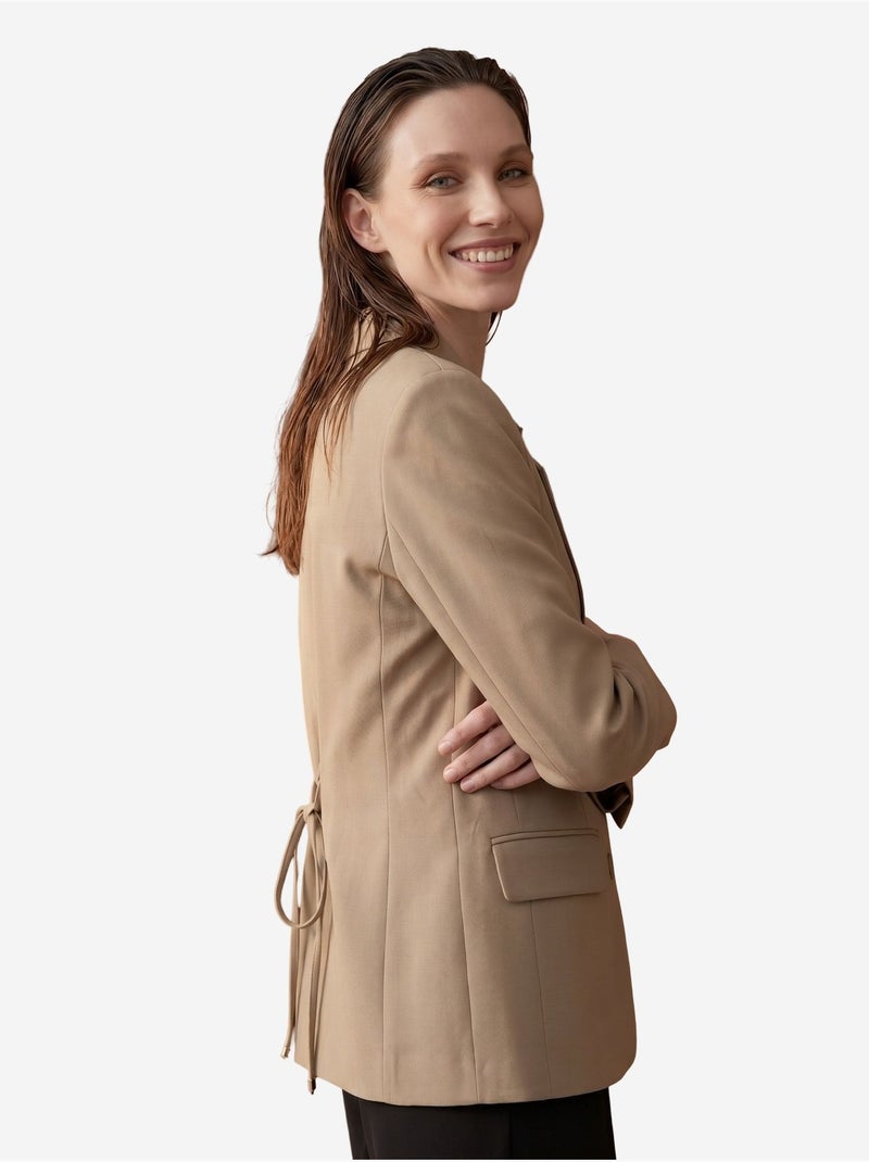 Veste blazer à col châle et boutons my fashion Sable - Kiabi