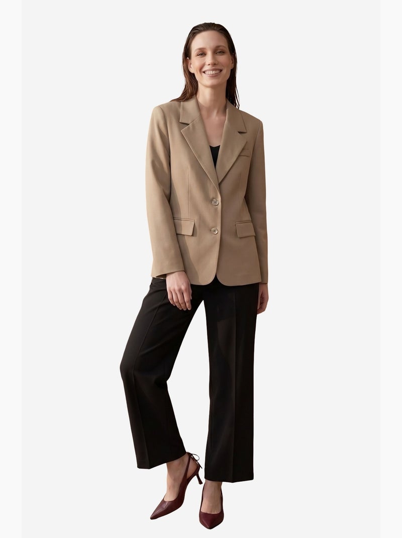 Veste blazer à col châle et boutons my fashion Sable - Kiabi