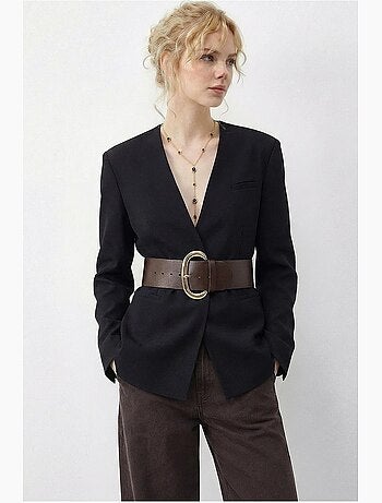 Veste blazer à col en v ceinturée lucci
