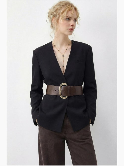 Veste blazer à col en v ceinturée lucci - Kiabi Veste blazer à col en v ceinturée lucci - Kiabi
