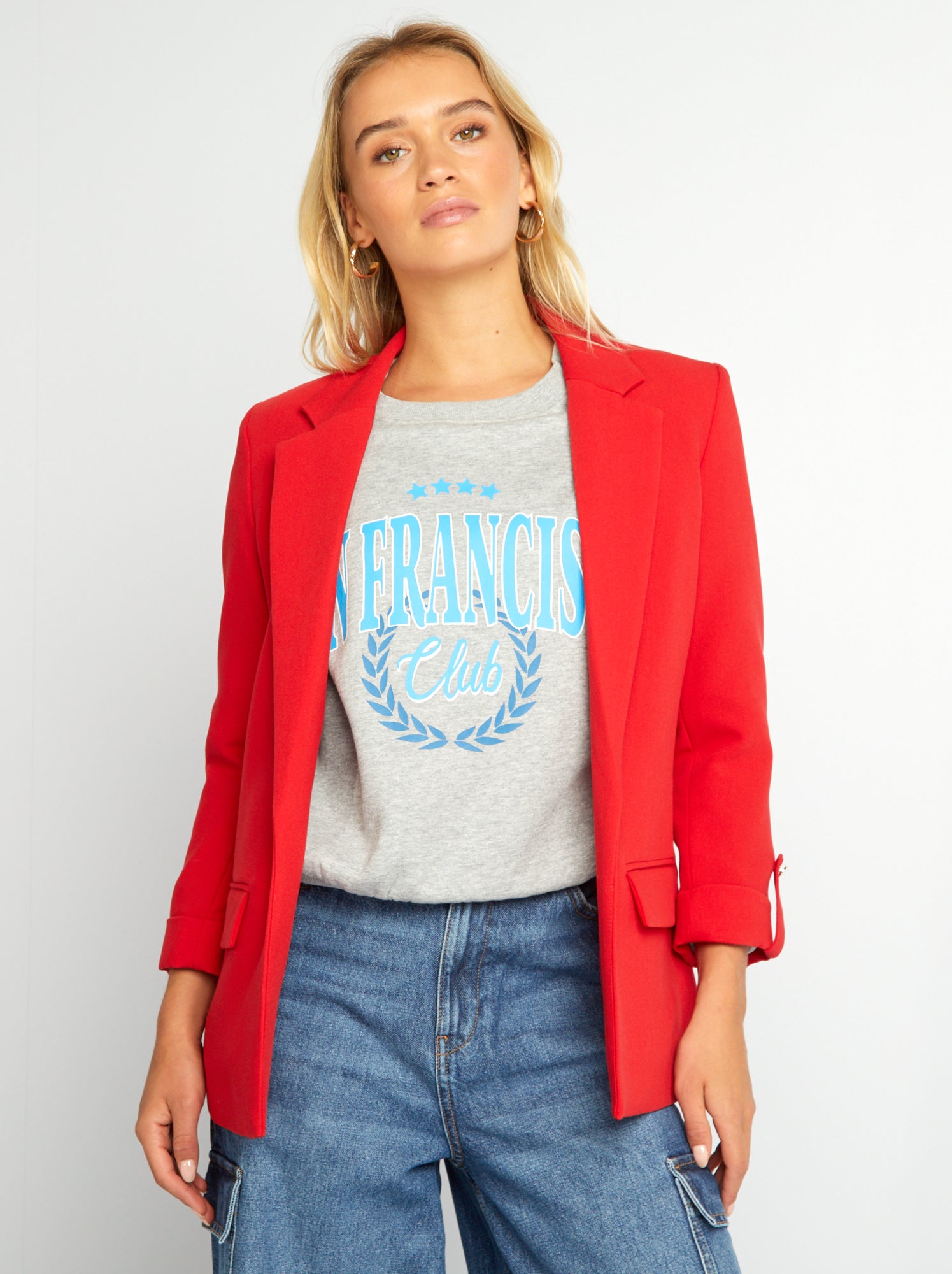 Veste blazer femme rouge sale