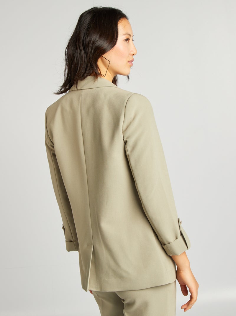 Veste blazer avec manches retroussées Vert - Kiabi