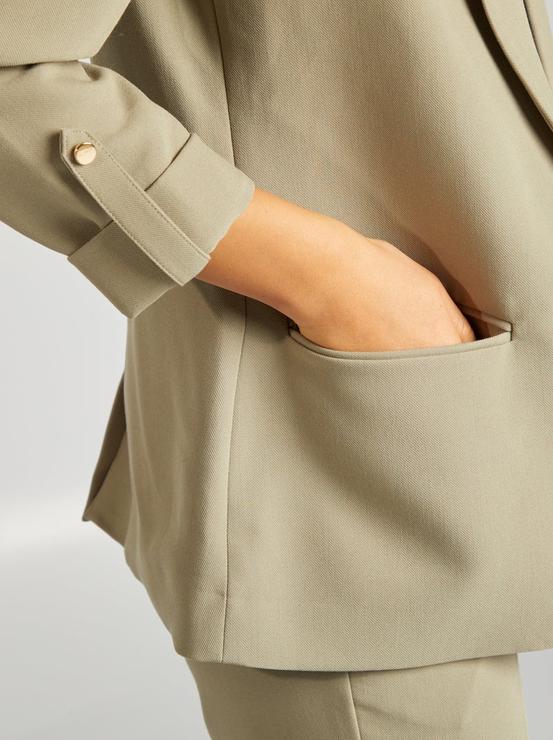 Veste blazer avec manches retroussées Vert - Kiabi