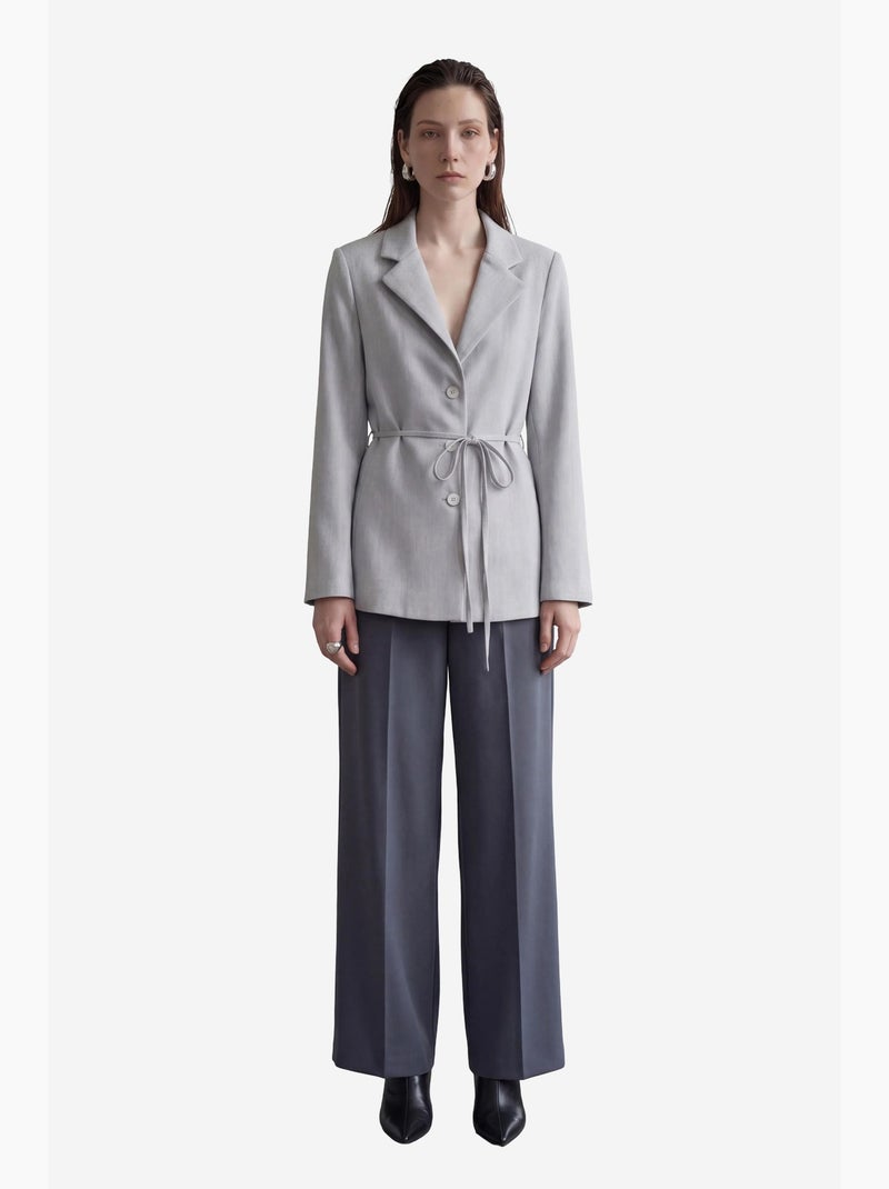 Veste blazer ceinturée en crêpe my fashion Gris - Kiabi