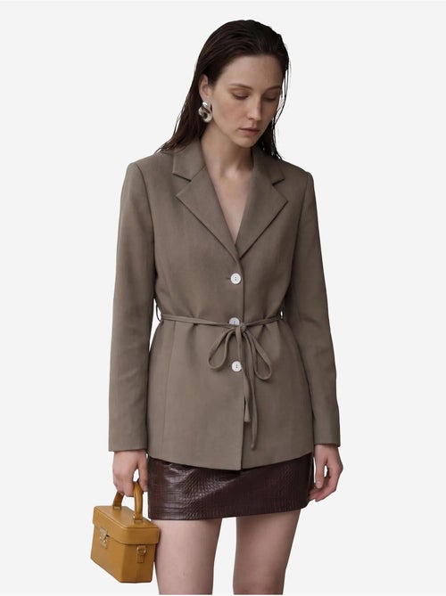 Veste blazer ceinturée en crêpe my fashion - Kiabi