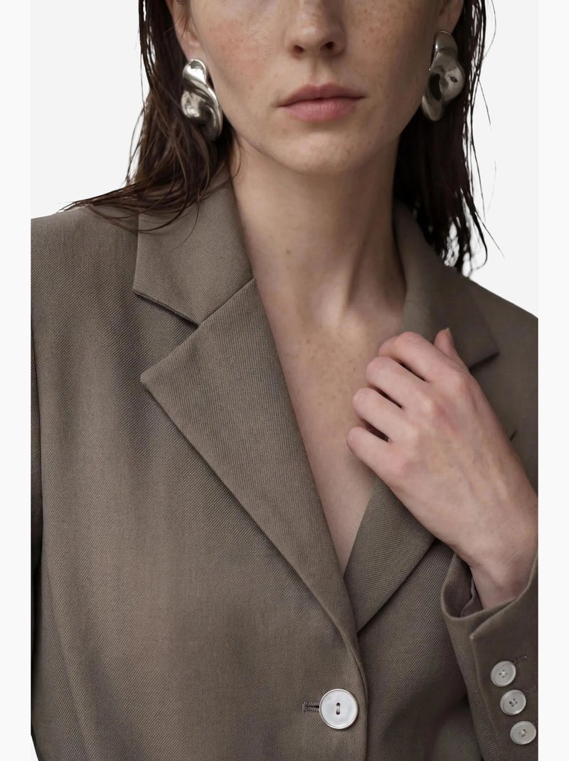 Veste blazer ceinturée en crêpe my fashion Kaki - Kiabi