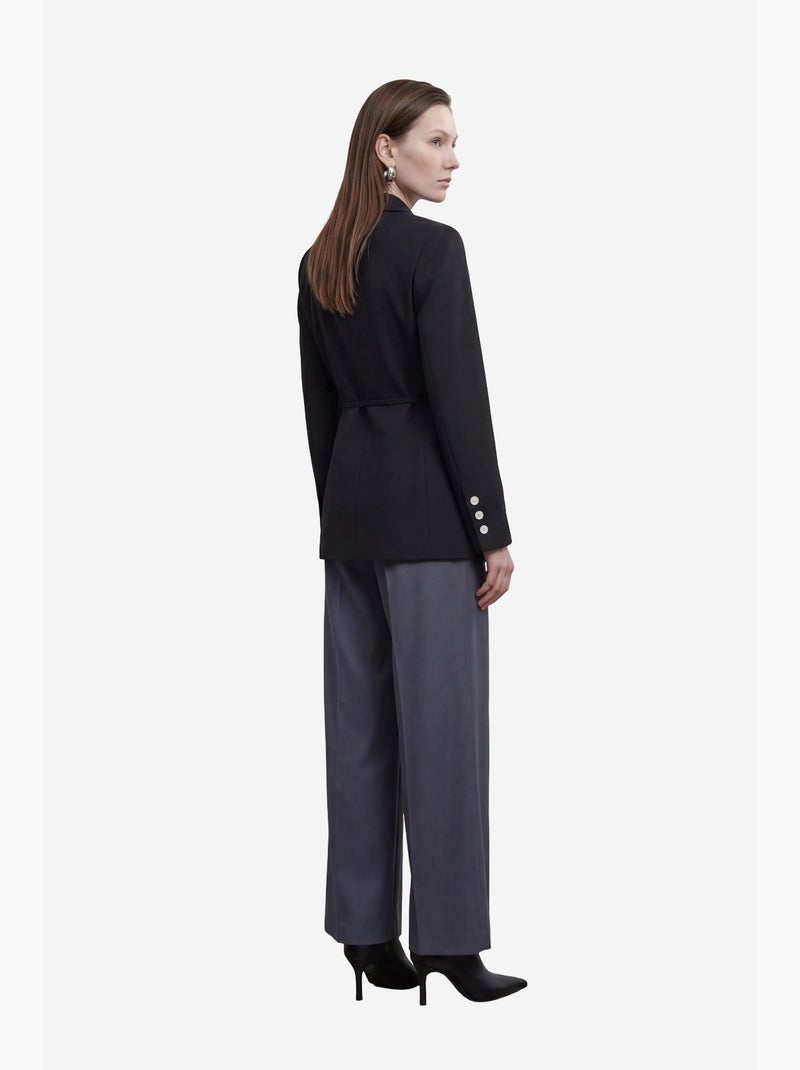 Veste blazer ceinturée en crêpe my fashion Noir - Kiabi