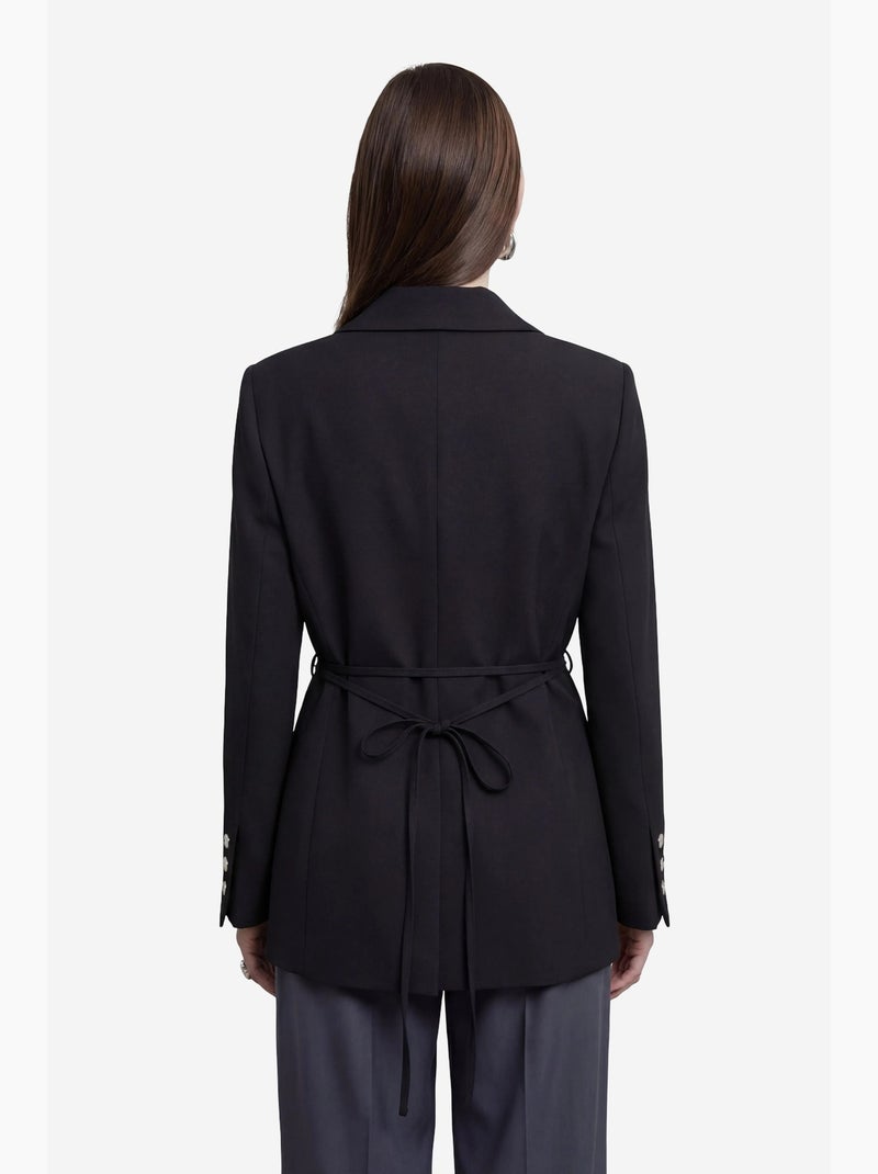 Veste blazer ceinturée en crêpe my fashion Noir - Kiabi