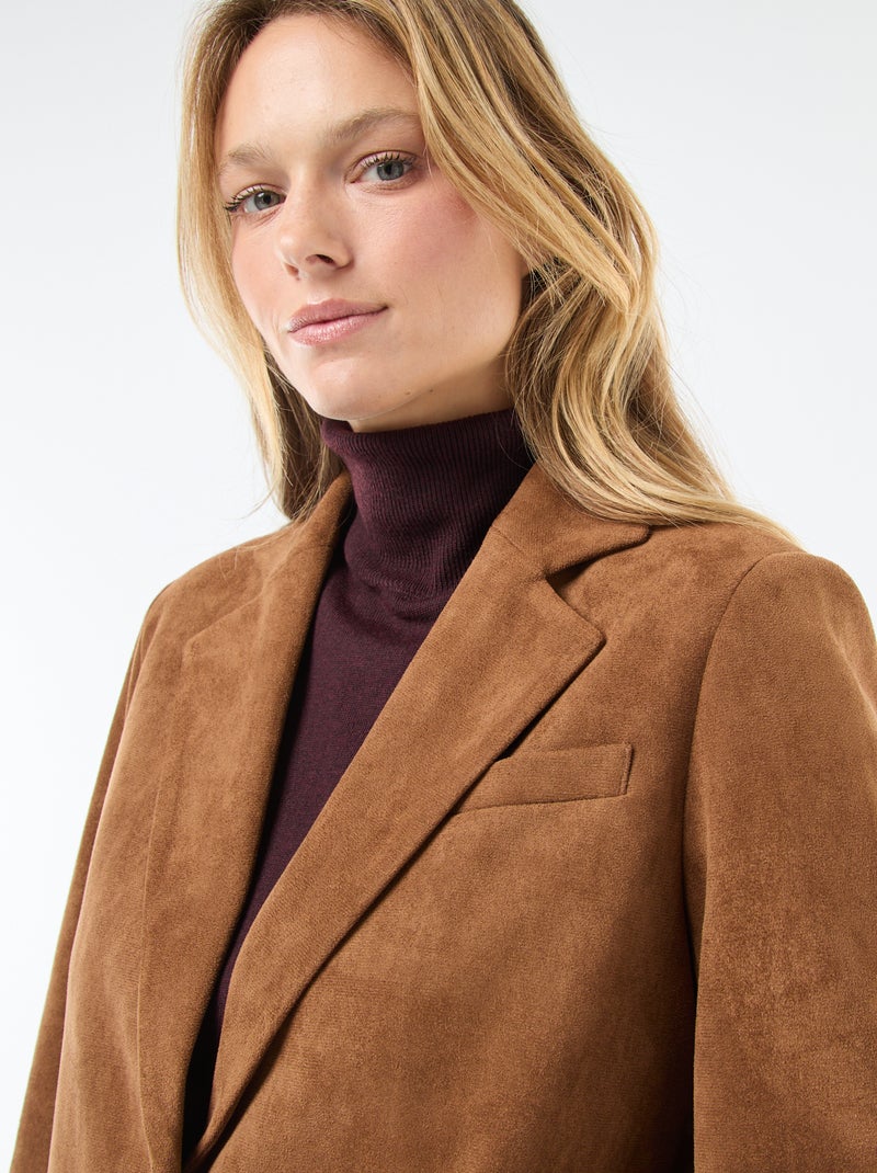 Veste blazer en suédine Marron - Kiabi