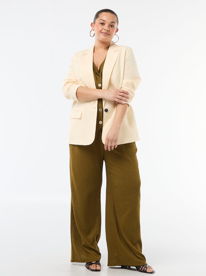 Veste blazer légère coupe longue Beige - Kiabi