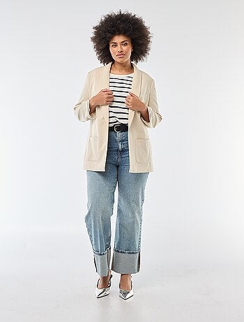 Veste blazer longue avec manches effet retroussé
