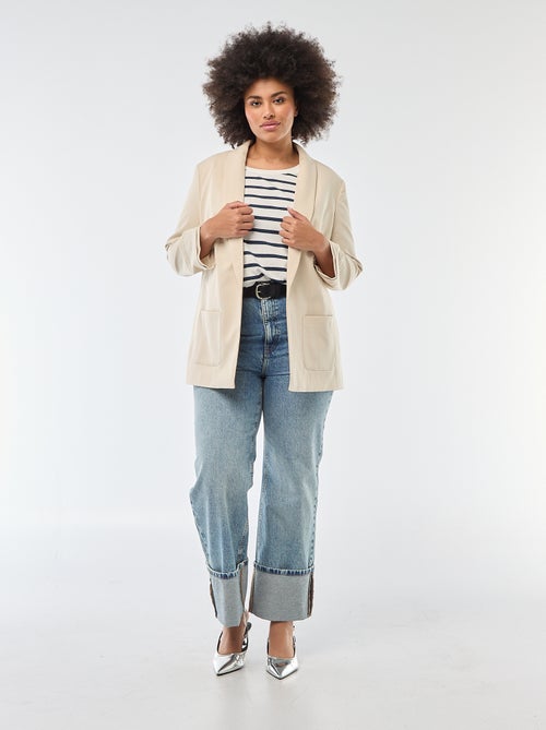 Veste blazer longue avec manches effet retroussé - Kiabi