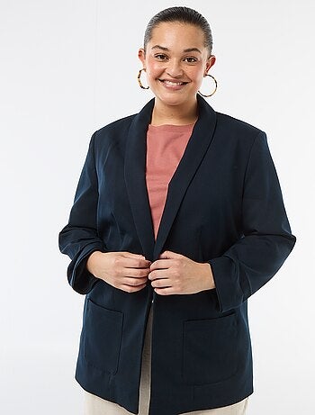 Veste blazer longue avec manches effet retroussé