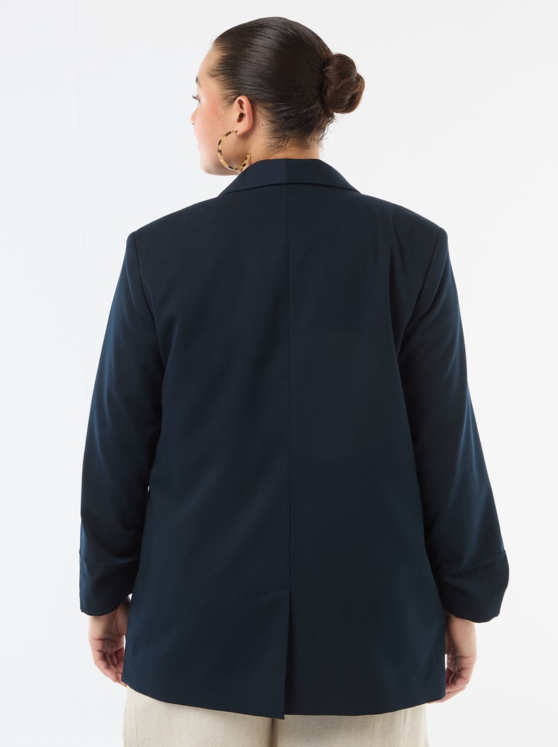 Veste blazer longue avec manches effet retroussé Bleu - Kiabi
