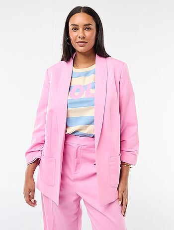 Veste blazer longue avec manches effet retroussé