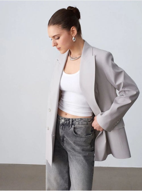 Veste blazer longue en crêpe dilvin - Kiabi Veste blazer longue en crêpe dilvin - Kiabi