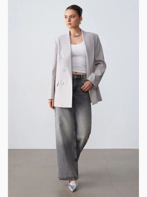Veste blazer longue en crêpe dilvin - Kiabi Veste blazer longue en crêpe dilvin - Kiabi