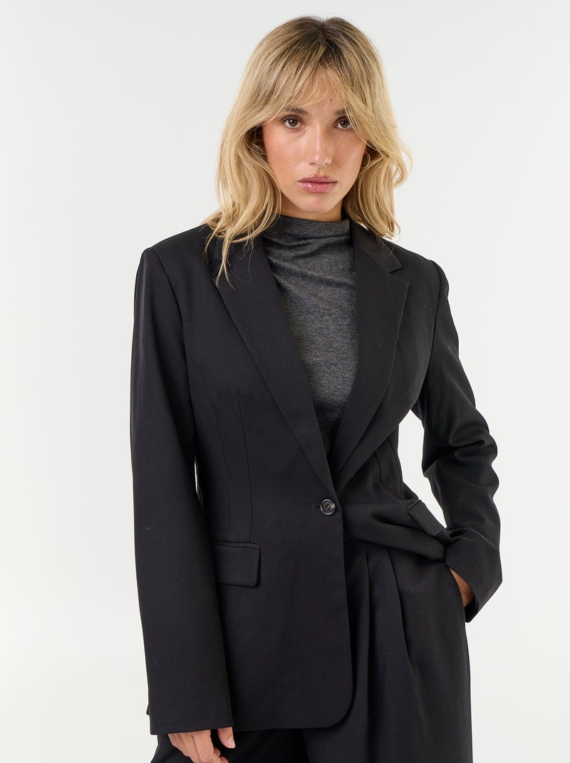 Veste blazer longue Noir - Kiabi