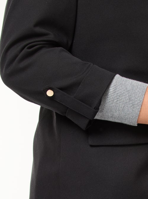 Veste blazer longue uni avec revers aux poignets - Kiabi