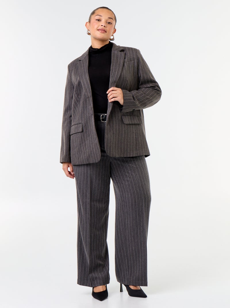 Veste blazer mi-longue avec strass Gris - Kiabi
