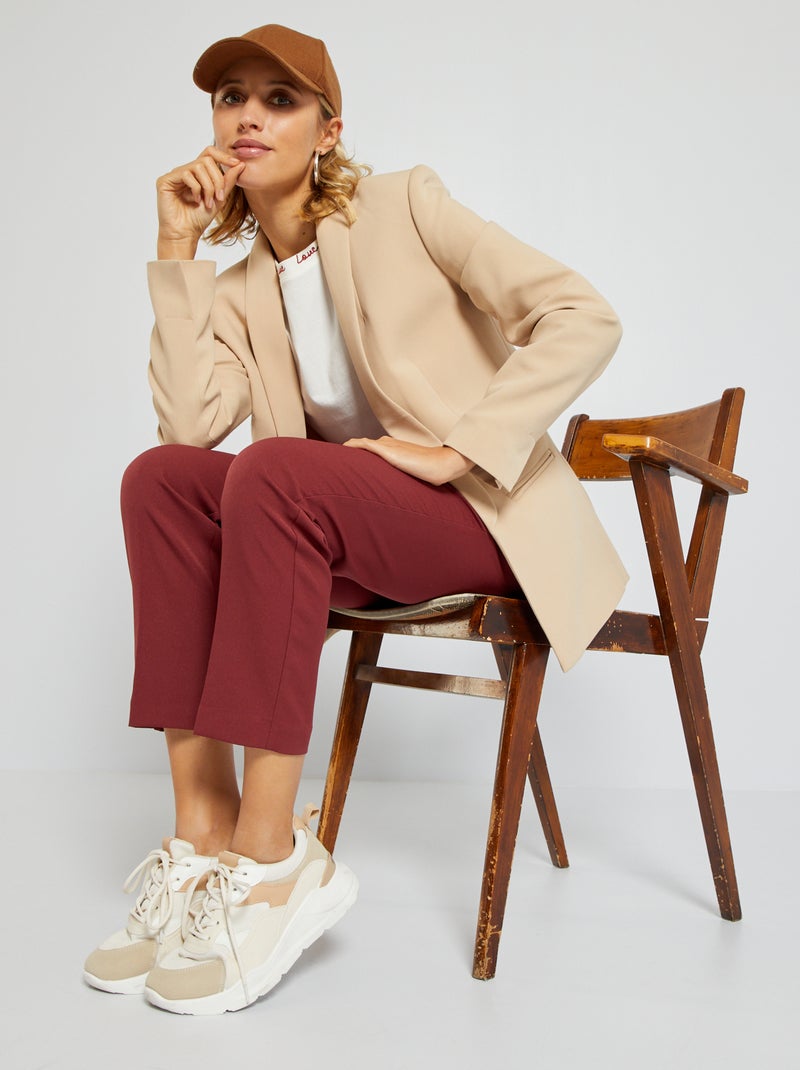 Veste blazer mi-longue Beige - Kiabi