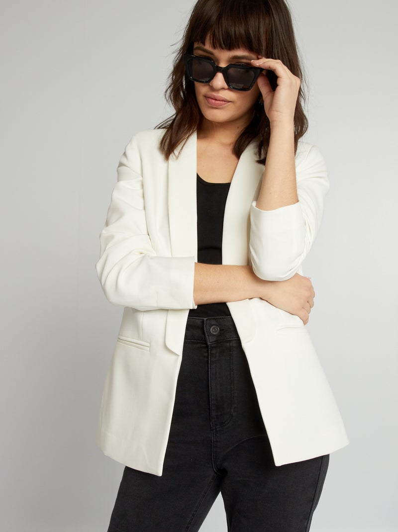 Veste blazer mi-longue blanc - Kiabi