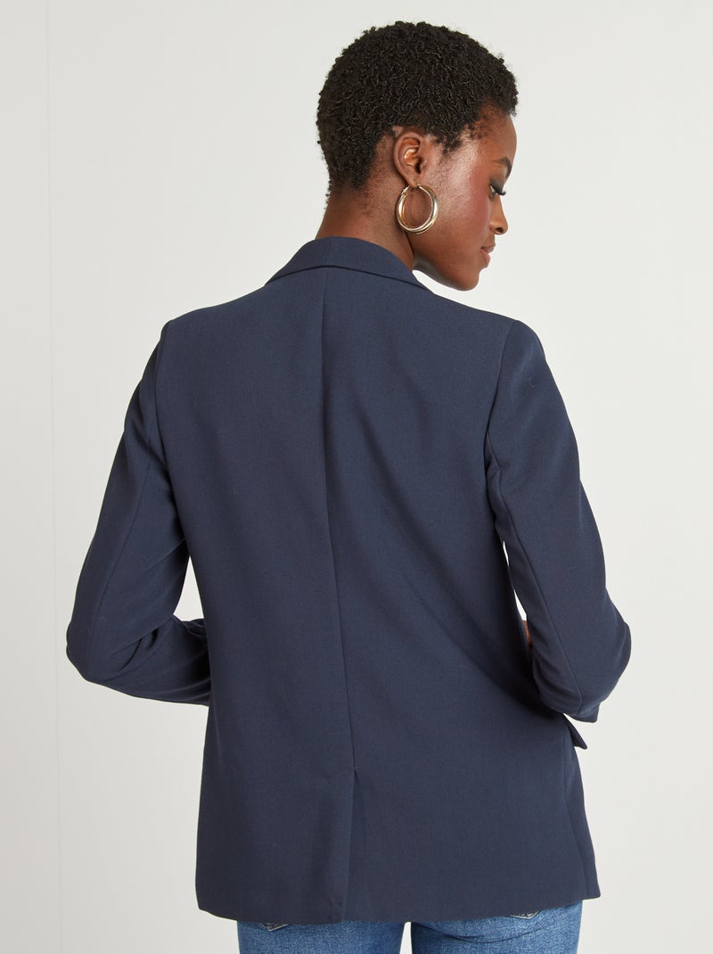 Veste blazer mi-longue Bleu marine - Kiabi
