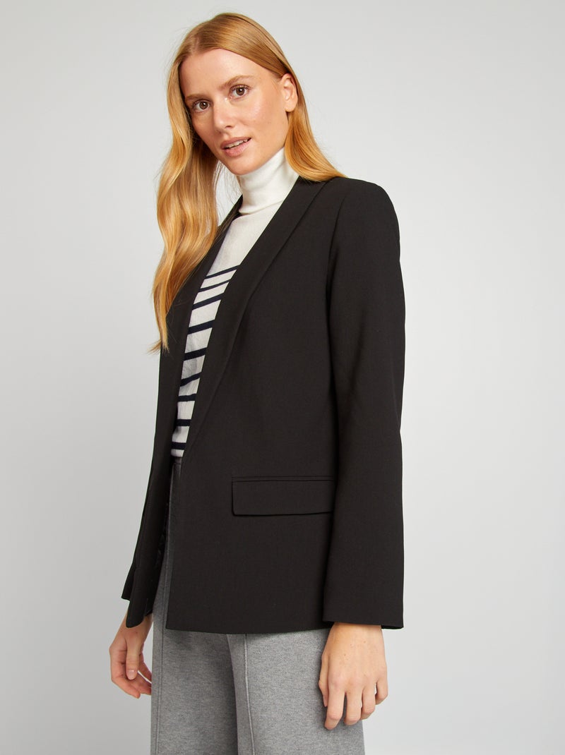 Veste blazer mi-longue noir - Kiabi