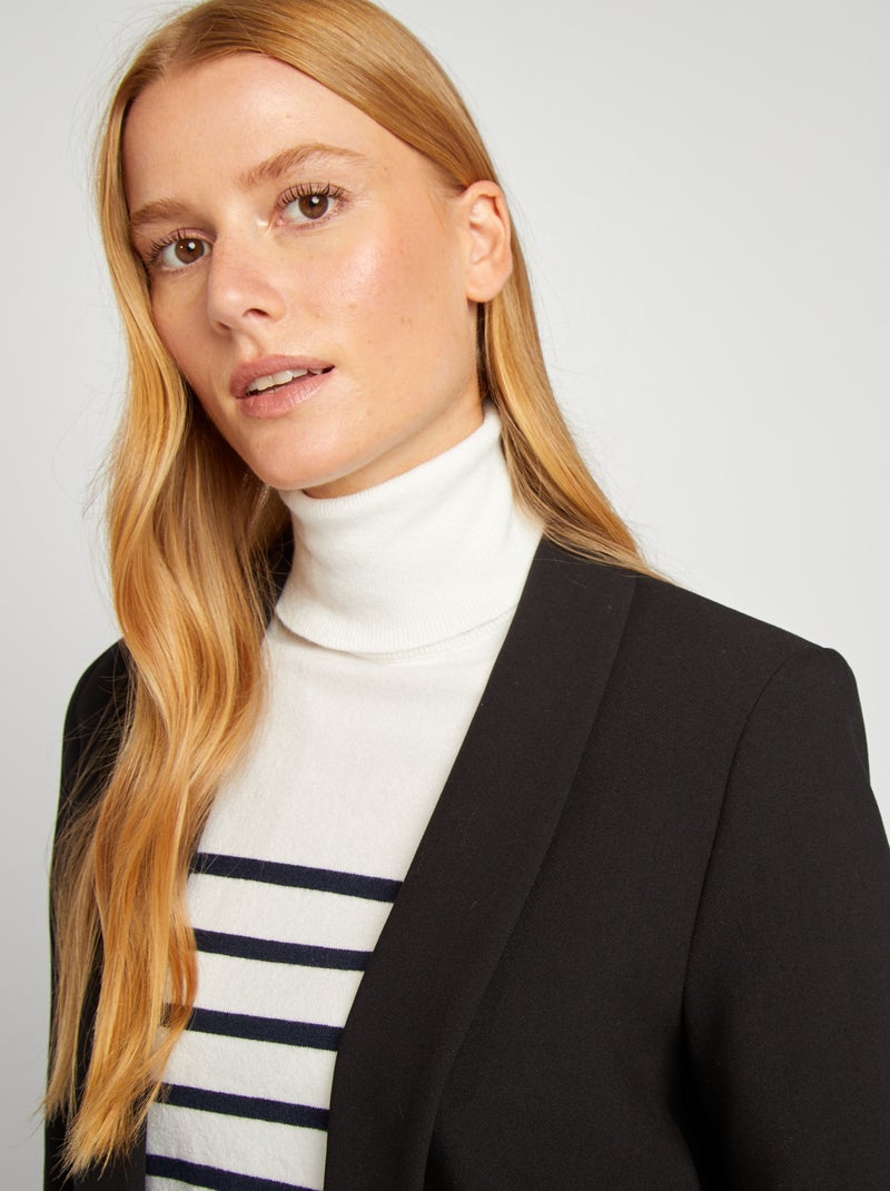 Veste blazer mi-longue noir - Kiabi