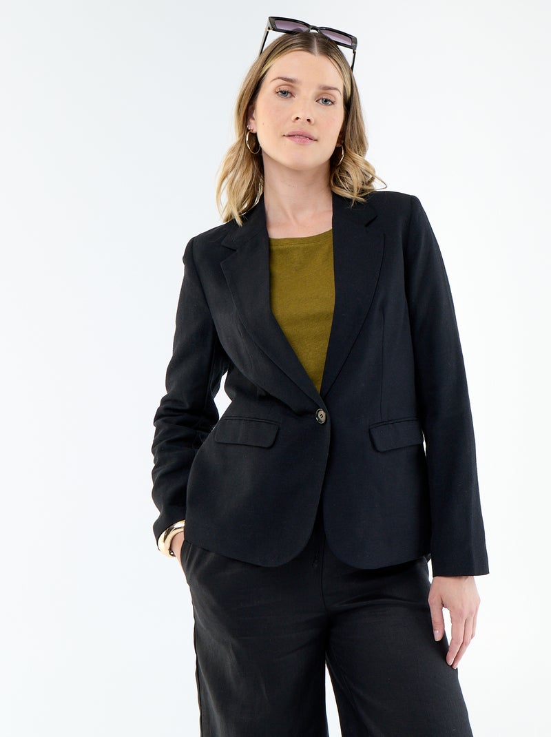Veste blazer mi-longue Noir - Kiabi