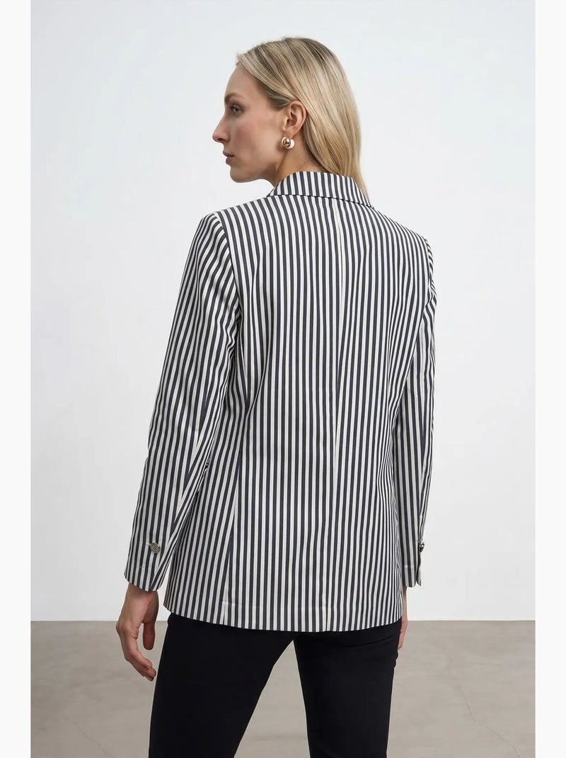 Veste blazer rayée en popeline dilvin Blanc cassé - Kiabi
