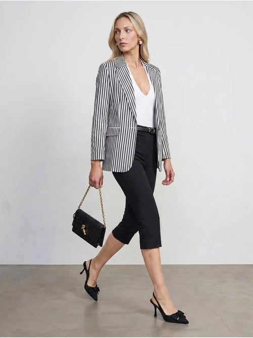 Veste blazer rayée en popeline dilvin - Kiabi Veste blazer rayée en popeline dilvin - Kiabi