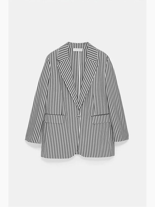 Veste blazer rayée en popeline dilvin - Kiabi Veste blazer rayée en popeline dilvin - Kiabi