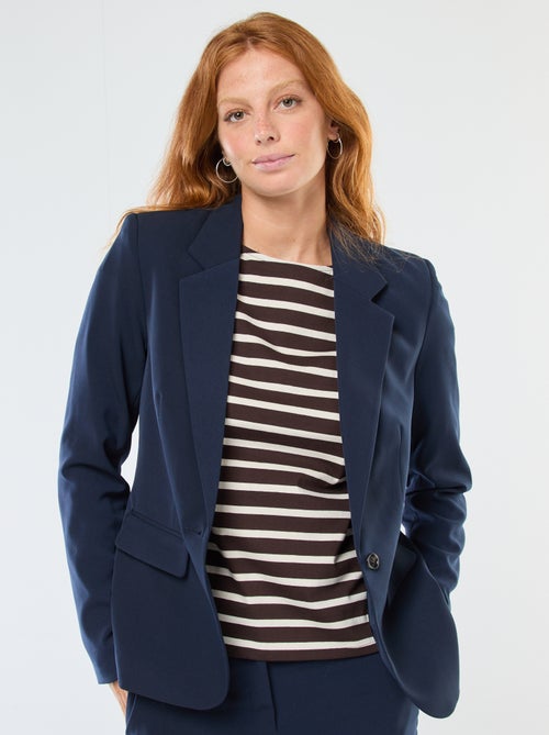 Veste blazer uni avec col crantée - Kiabi