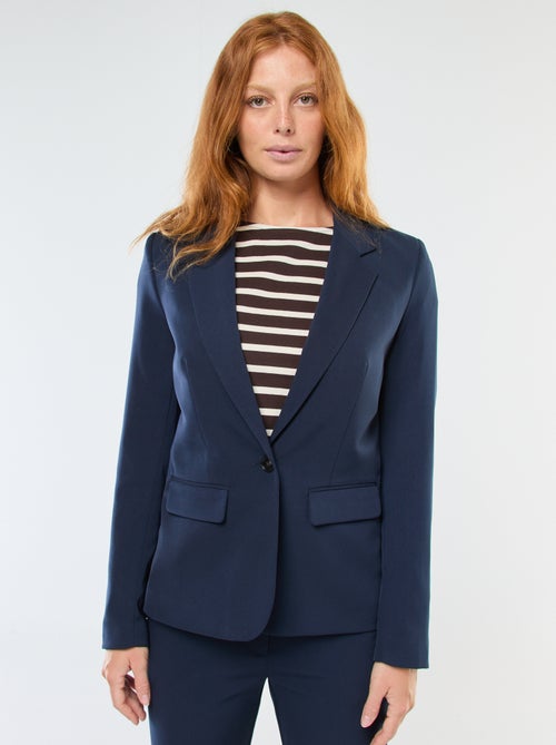 Veste blazer uni avec col crantée - Kiabi