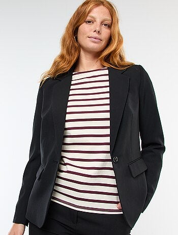 Veste blazer uni avec col crantée