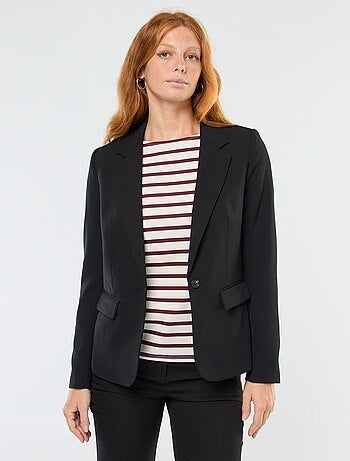 Veste blazer uni avec col crantée