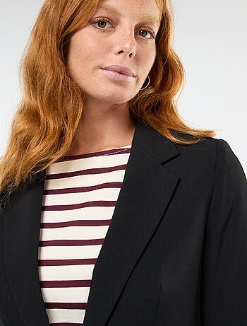 Veste blazer uni avec col crantée