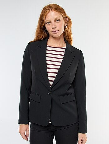 Veste blazer uni avec col crantée