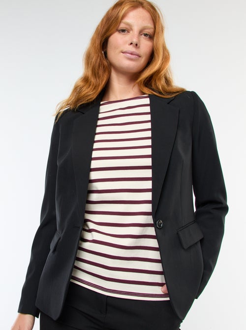 Veste blazer uni avec col crantée - Kiabi