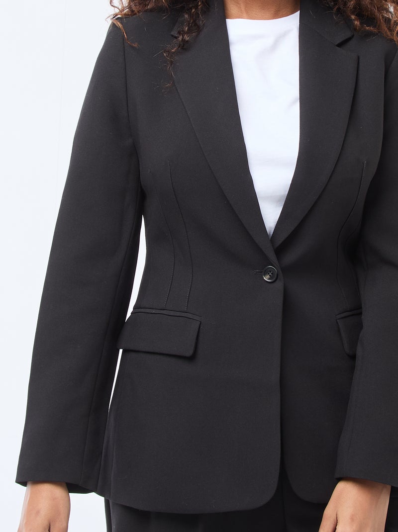 Veste blazer unie à la coupe cintrée Noir - Kiabi